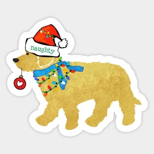 Christmas Goldendoodle Naughty Dog Sticker